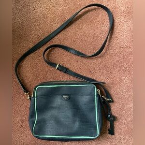 Fossil Crossbody Bag Navy Turquoise